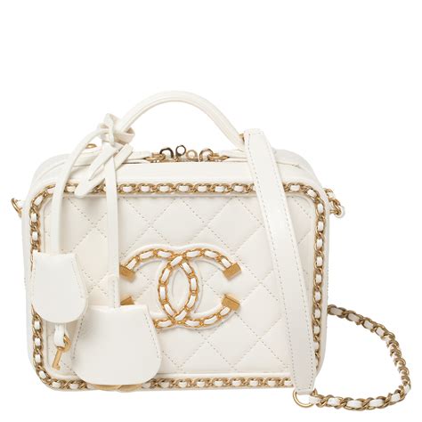 chanel vanity case bag white